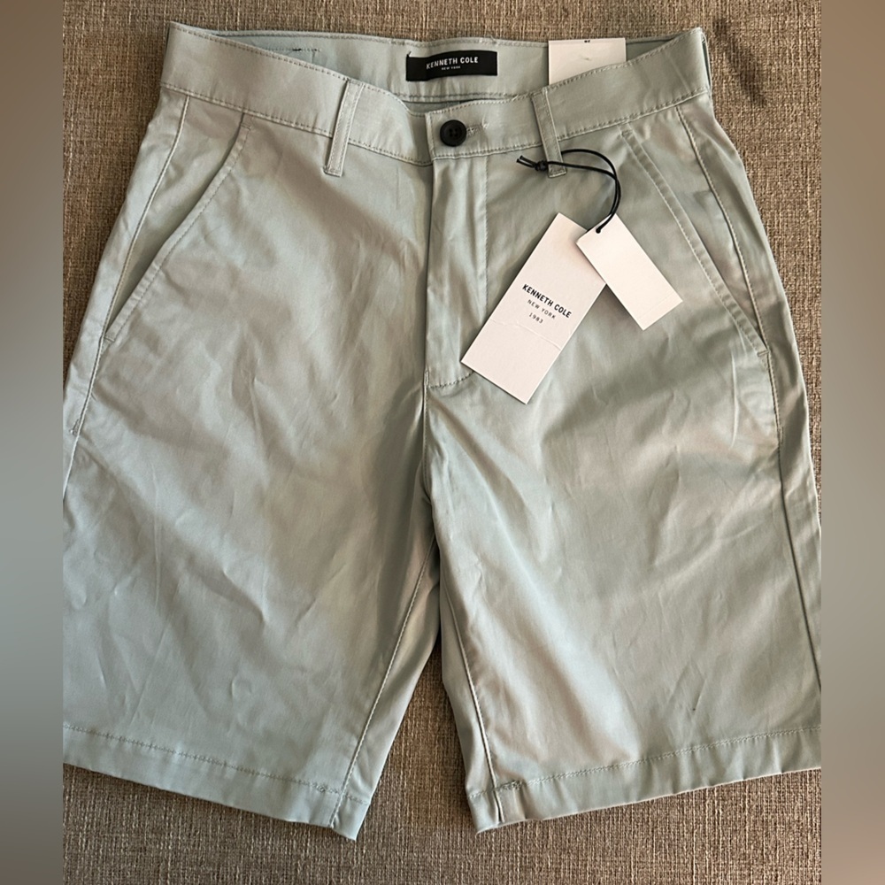 Kenneth Cole Men's Cotton Stretch Chino The Mobility Shorts Size 28 Mint